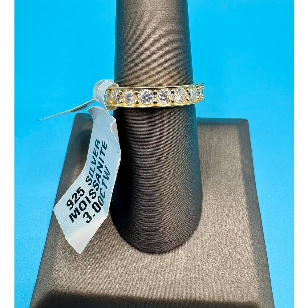 Sz 7.5 - 3CTW Moissanite Eternity Ring -18K Vermeil over 925